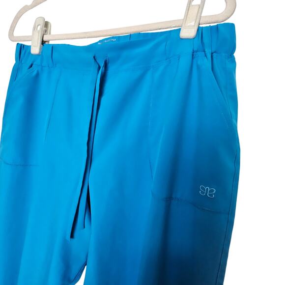 Albion Blue Athletic Pants Crop Ankle Zip Drawstring Waist Women M Pockets - Picture 5 of 8